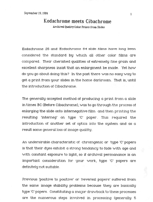 Kodachrome and Cibachrome